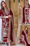 Aneela's Luxury Embroidered Chiffon Wedding Collection- MEROON With Chiffon Duppata -