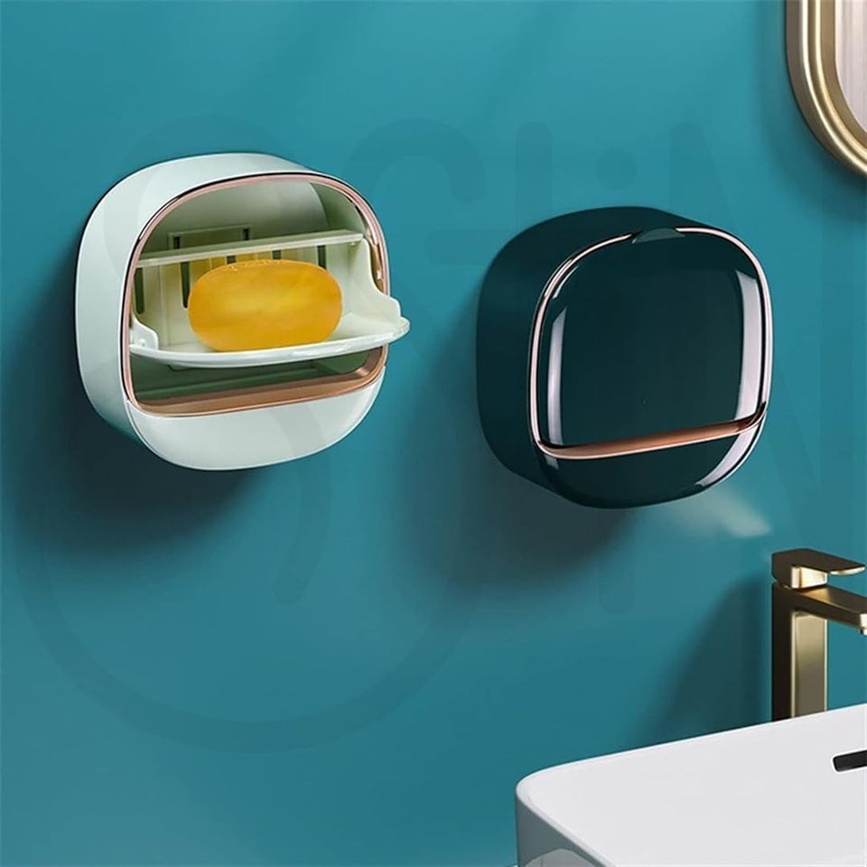 1PC Soap Box Wall Mounted Light Luxury Soap Holder Punch Free Drain Laundry Soap Box Easy Cleaning