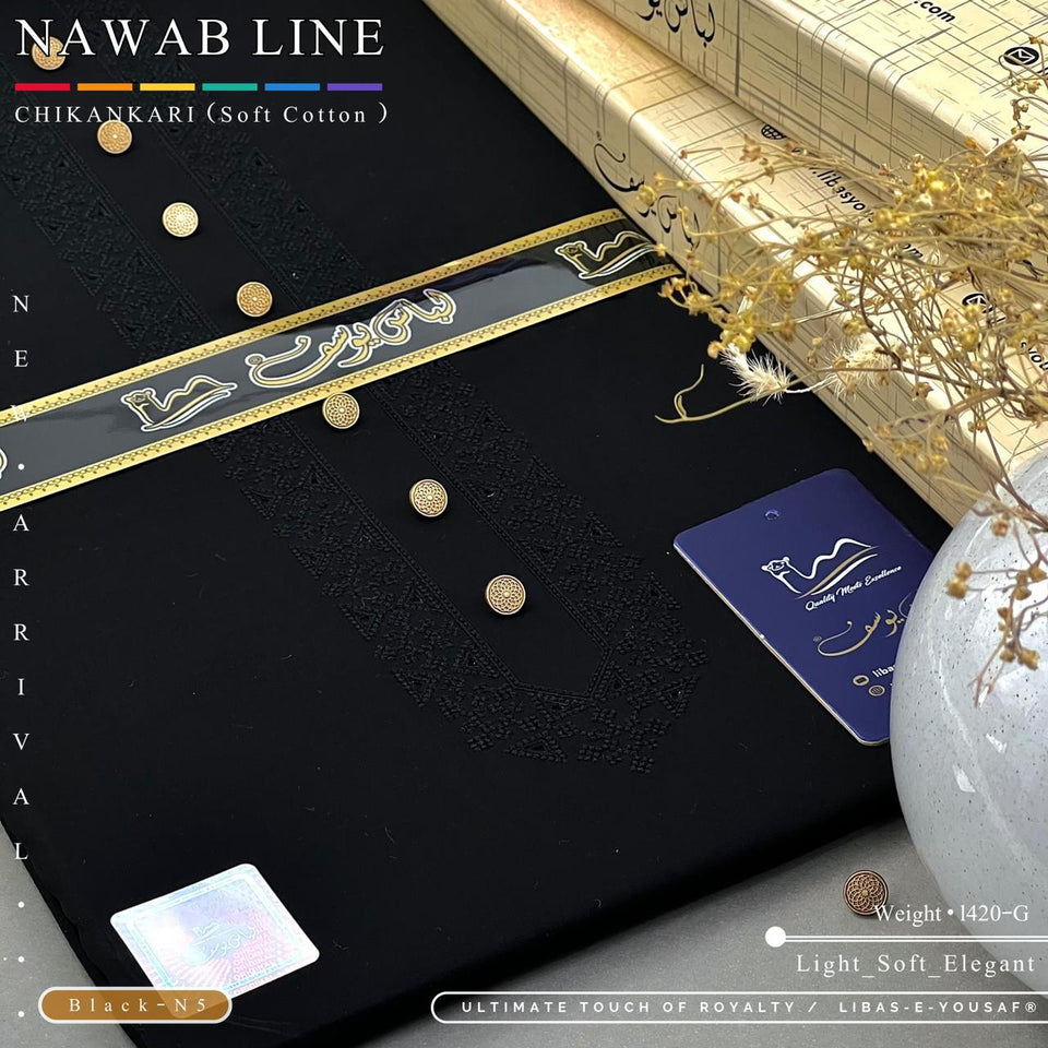 LIBAS-E-YOUSAF ® Nawab Line – Chikankari  (Soft Cotton)