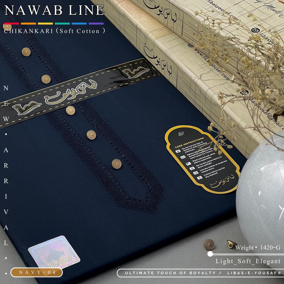 LIBAS-E-YOUSAF ® Nawab Line – Chikankari  (Soft Cotton)