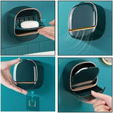 1PC Soap Box Wall Mounted Light Luxury Soap Holder Punch Free Drain Laundry Soap Box Easy Cleaning