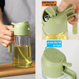 2-in-1 Oil Spray Bottle | Adjustable Mist & Dispenser | 470ml Leak-Proof Glass Container | For Cooking, BBQ, Baking & Air Fryer 500ml (Random Color)