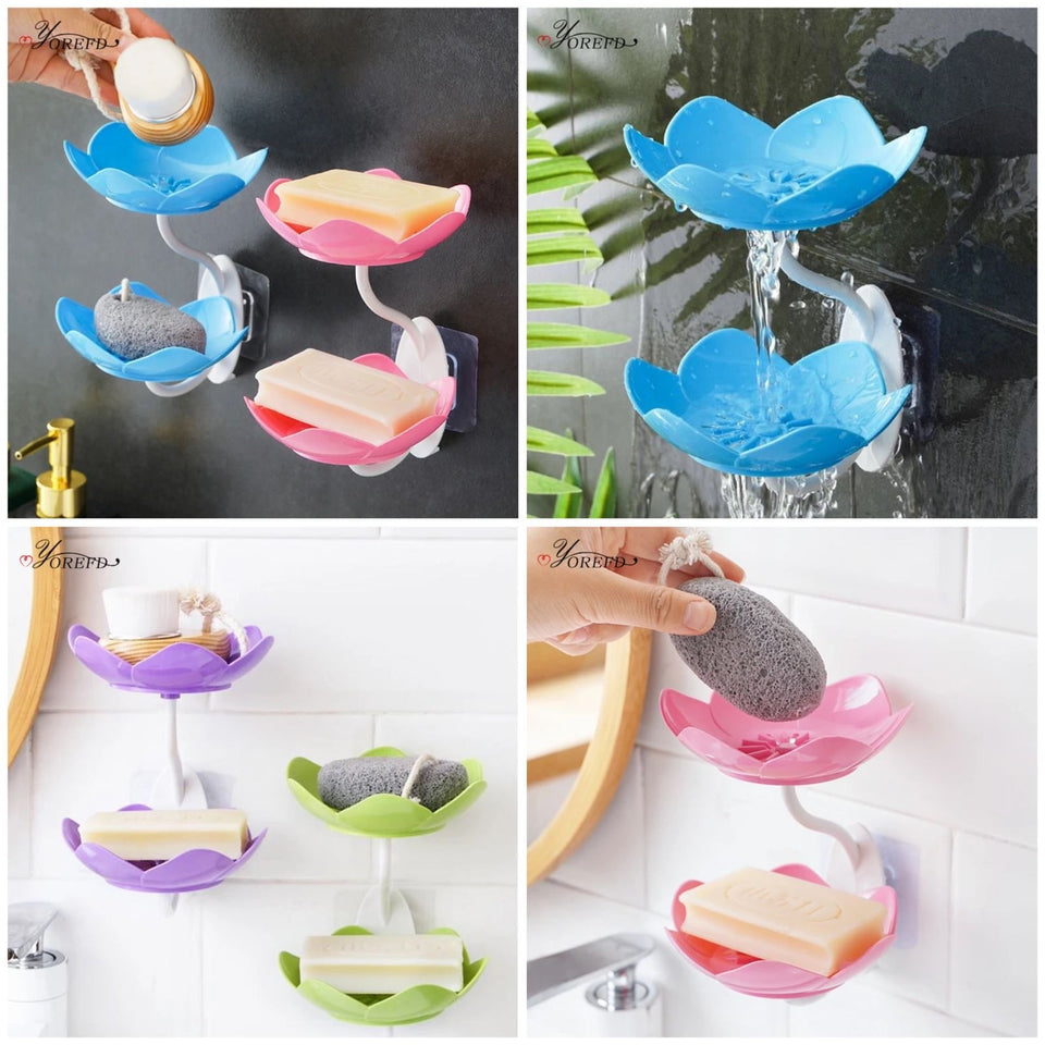 Lotus Flower Wall-Mounted Soap Holder – Self-Draining Bathroom & Kitchen Organizer - pack of 1